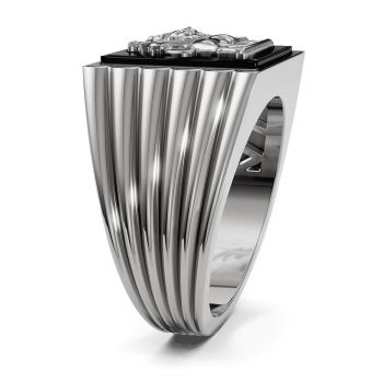 14K White Gold Lion of Judah Black Onyx Ring for Men 3