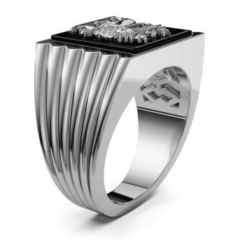 14K White Gold Lion of Judah Black Onyx Ring for Men 4