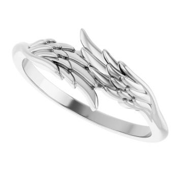 14K White Gold Angel Wings Rings 5