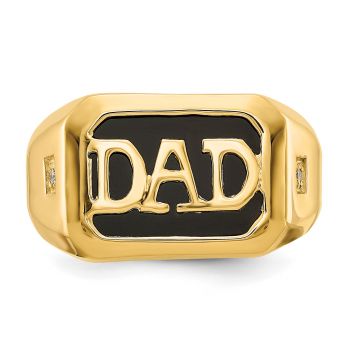 14K Gold Onyx Dad Ring with Diamond Accent 4