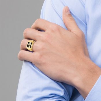 14K Gold Onyx Dad Ring with Diamond Accent 5
