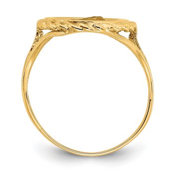 Angel Coin Ring in 14K Gold with Rope Frame 2