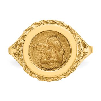 Angel Coin Ring in 14K Gold with Rope Frame 4