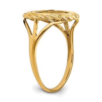 Angel Coin Ring in 14K Gold with Rope Frame 5