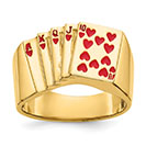 Royal Flush Men's Poker Ring in 14K Gold