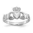 14K White Gold Claddagh Ring for Women