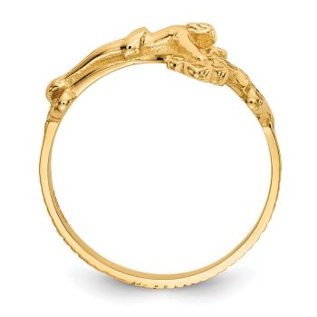 Womens Fluerie Crucifix Ring in 14K Gold 2