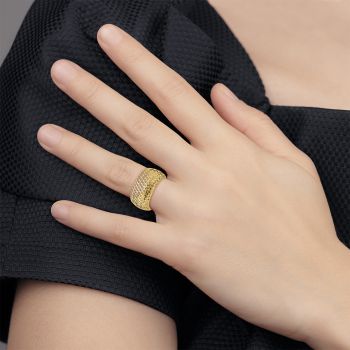14K Gold Italian Mesh Stretch Ring for Women 6