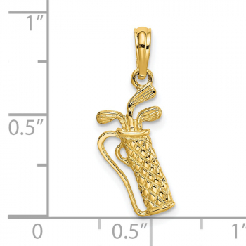 Golf Clubs Necklace Pendant in 14K Gold 2