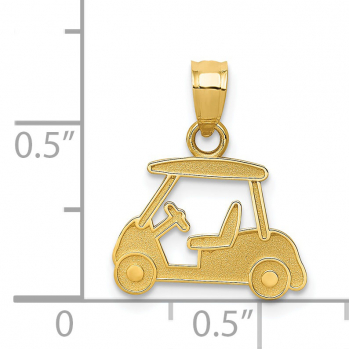 Golf Cart Necklace Pendant in 14K Gold 2