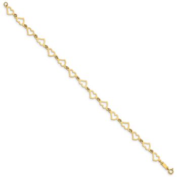 Alternating Heart Link Bracelet in 14K Gold 2