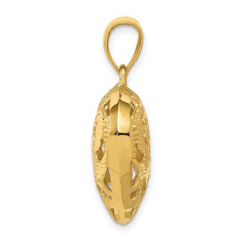 Diamond-Cut Design Heart Pendant, 14K Yellow Gold 2