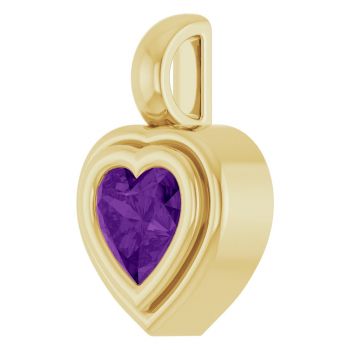 Bezel-Set Amethyst Heart Pendant in 14K Gold 2