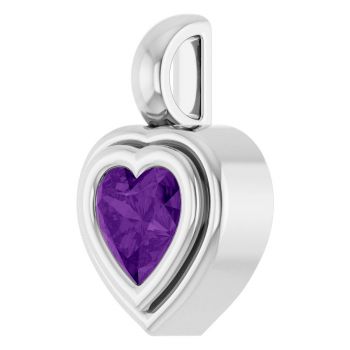 Heart Amethyst Bezel Pendant in Sterling Silver 2