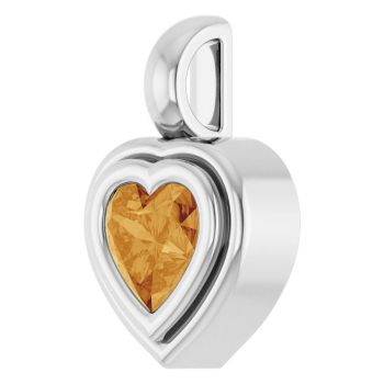 14K White Gold Heart-Shaped Citrine Bezel Pendant 2