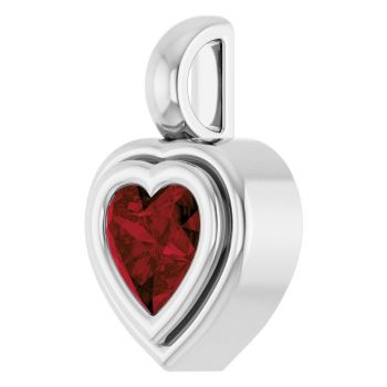 Silver Heart-Shaped Bezel Garnet Pendant 2