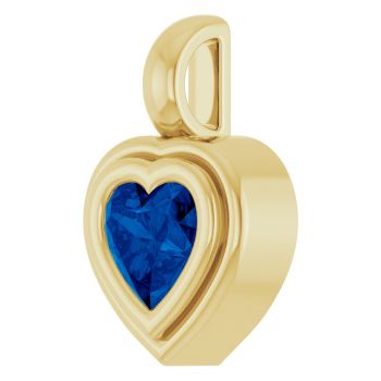 14K Gold Bezel-Set Heart-Shaped Lab-Grown Blue Sapphire Pendant 2