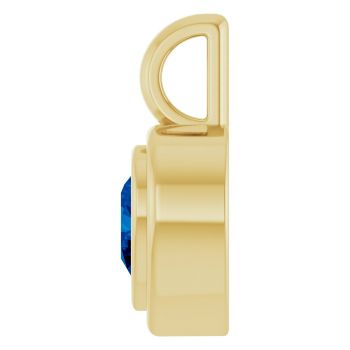 14K Gold Bezel-Set Heart-Shaped Lab-Grown Blue Sapphire Pendant 3