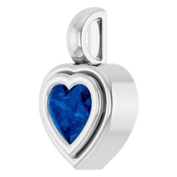 Silver Heart-Shaped Bezel Lab-Grown Blue Sapphire Pendant 2