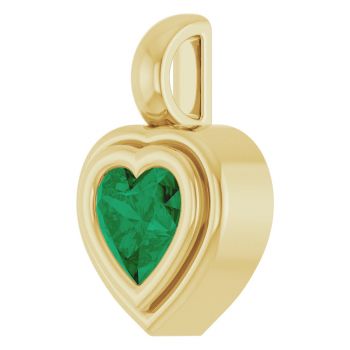 Heart-Shaped Lab-Grown Emerald Pendant in 14K Gold 2