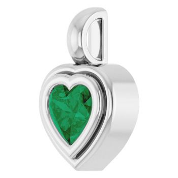 14K White Gold Lab-Grown Emerald Heart Pendant 2