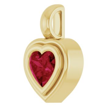 14K Gold Lab-Grown Ruby Heart Pendant 2