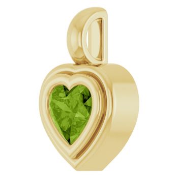 Heart-Shaped Peridot Bezel-Set Pendant in 14K Gold 2