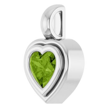 14K White Gold Heart-Shaped Peridot Bezel Pendant 2