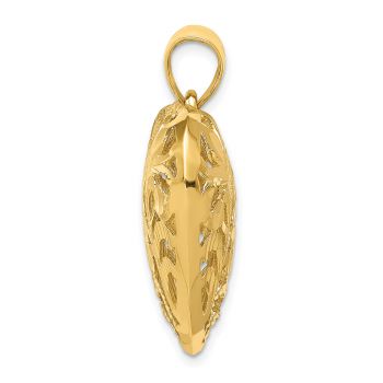 Large 14K Gold Filigree Heart Pendant 2
