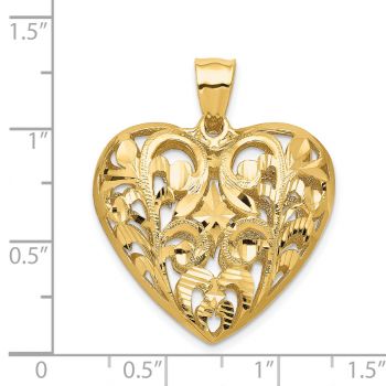 Large 14K Gold Filigree Heart Pendant 3