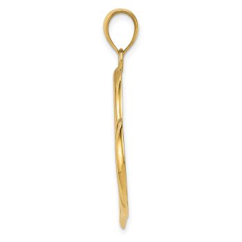 Large 14K Gold Sideways Open Heart Pendant 2