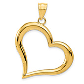 Large 14K Gold Sideways Open Heart Pendant