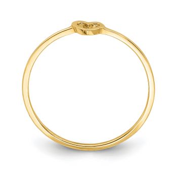 Thin Minimalistic Cut-Out Heart Ring for Women in 14K Gold 2