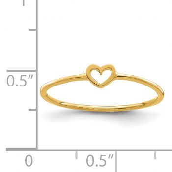 Thin Minimalistic Cut-Out Heart Ring for Women in 14K Gold 3