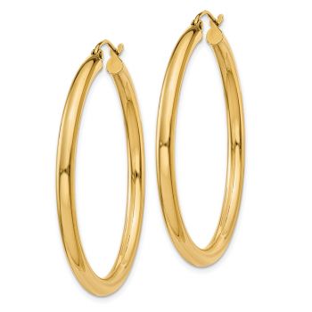 1 1/2 Inch 14K Gold Plain Hoop Earrings (3mm) 3
