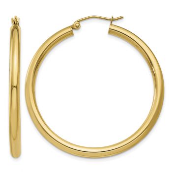 1 1/2 Inch 14K Gold Plain Hoop Earrings (3mm) 2