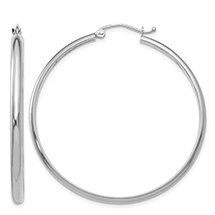 1 9/16 Inch Hinged Hoop Earrings in 14K White Gold, 2.75mm Thick