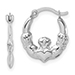 1/2" 14K White Gold Claddagh Hoop Earrings