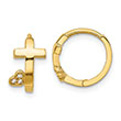 1/2" CZ Cross & Heart Huggie Hoop Earrings in 14K Gold