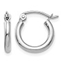 Tiny 1/2" 14K White Gold 2mm Round Hoop Earrings