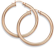 14K Rose Gold Lightweight Hoop Earrings, 1 1/2" Diameter, 3mm Thickness