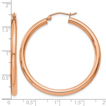 14K Rose Gold Lightweight Hoop Earrings, 1 1/2