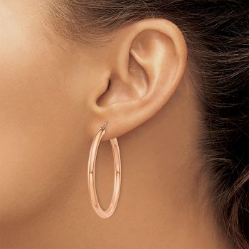 14K Rose Gold Lightweight Hoop Earrings, 1 1/2
