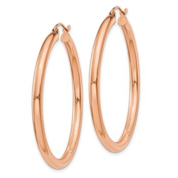 14K Rose Gold Lightweight Hoop Earrings, 1 1/2