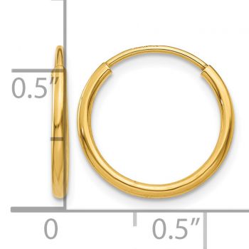 1.25mm Endless Hoop Earrings in 14K Gold 3