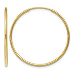 1 3/16" 14K Yellow Gold Endless Hoop Earrings, 1.25mm Thick