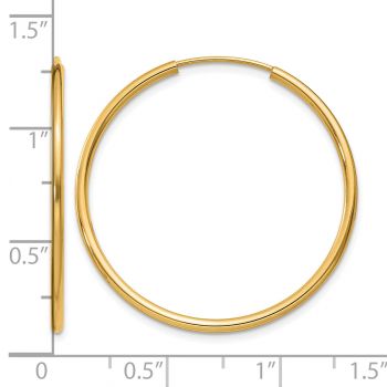 1 3/16 Inch Endless Hoop Earrings in 14K Gold, 1.5mm Thick 3