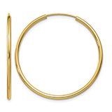 1 3/16 Inch Endless Hoop Earrings in 14K Gold, 1.5mm Thick