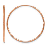 1 3/16" 14K Rose Gold Endless Hoop Earrings, 1.25mm Thick