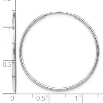 1 3/16 Inch Endless Hoop Earrings in 14K White Gold, 1.25mm Thick 3
